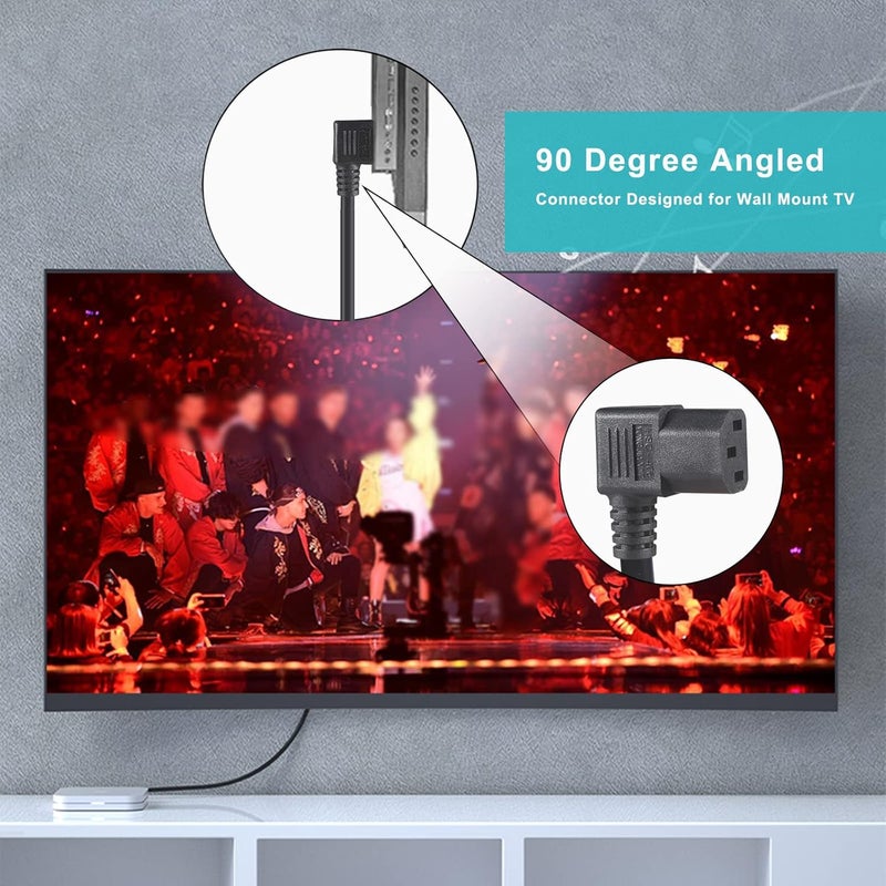 SPARKING 90 Degree Computer Power Cord - 6FT Right Angle IEC Power Cord, Universal PC Power Supply Cord, 16AWG, Black NEMA 5-15P Angle Type to C13 3 Prong Angled AC Power Cord for PC/Wall Mounting TV (6FT) - Image 5